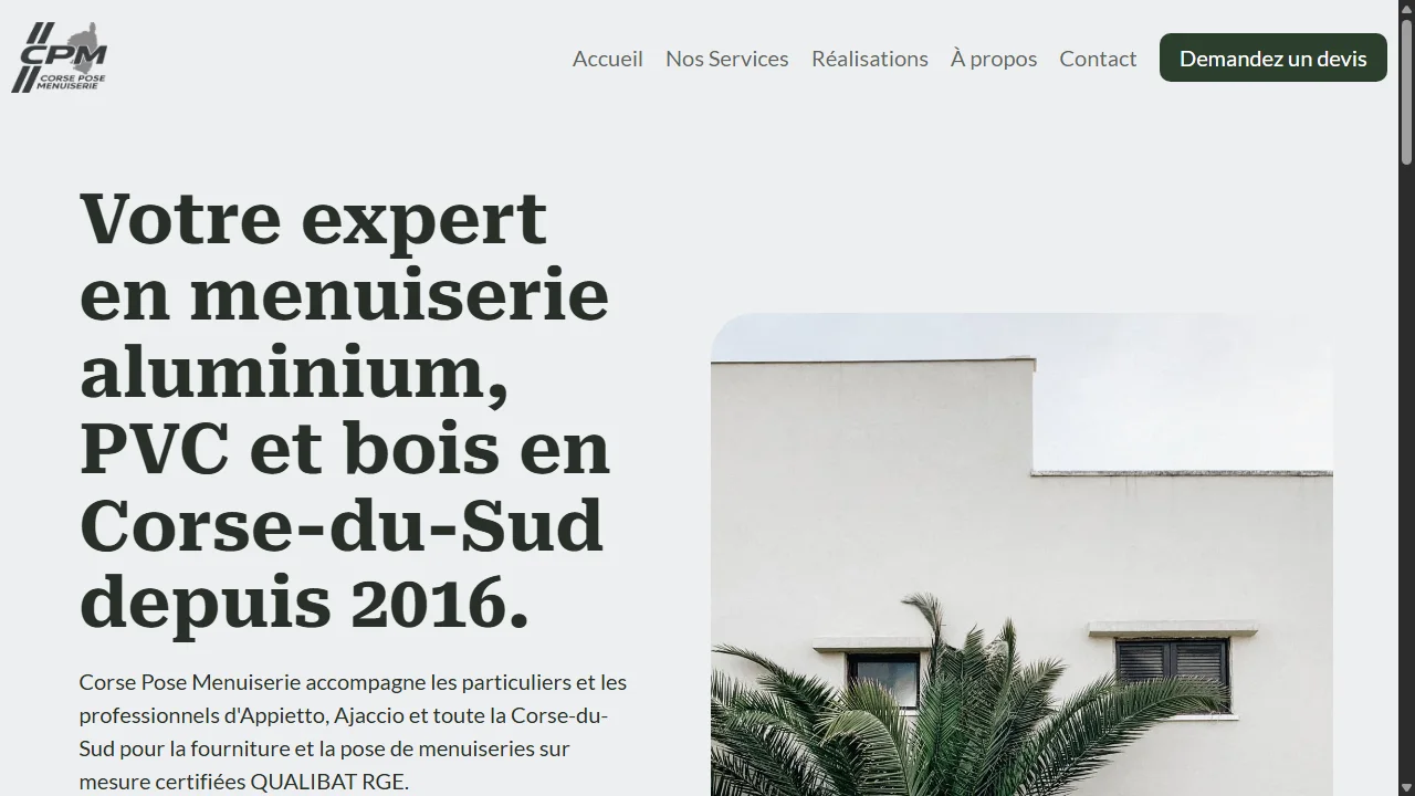 Page d'accueil de Corse Pose Menuiserie dans le thĂšme Terre