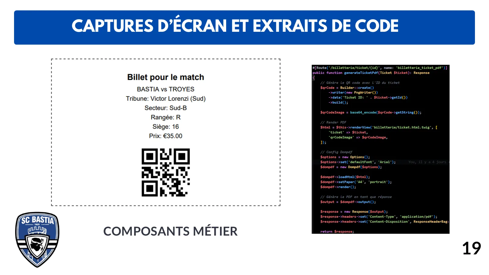 Billet de match Prenotazione SCB avec QR Code